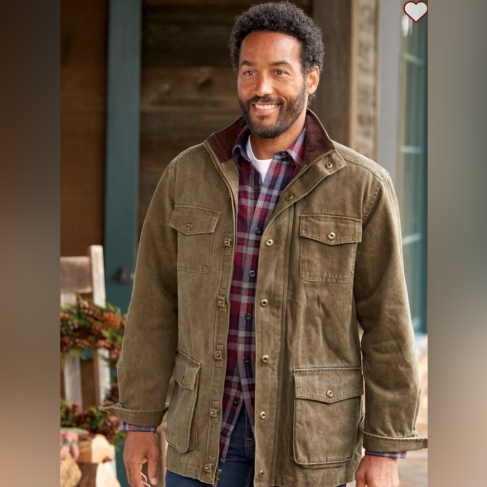 Vermont Barn Coat fleece lined corduroy collar men’s sz 4XL taupe brown